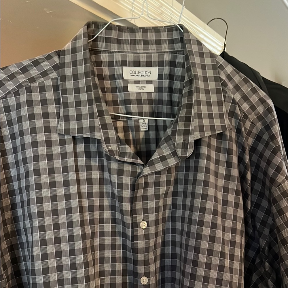 Collection B Men's Black and Gray Checkered Shirt